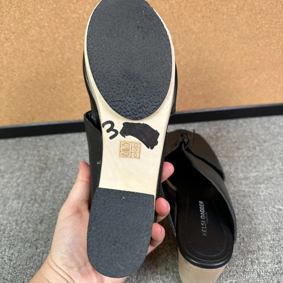 Kelsi Dagger Brooklyn Women's Leather Clog Wood Platform Heeled Sandal 9.5 - Picture 4 of 7